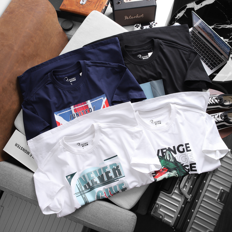 20470-z4540567646014-9d849376734869f88bdb5f9f87b174b9-5.png Áo Thun Nam Cổ Tròn Rurumen Màu Trắng Never Give Up Big Size - AB434