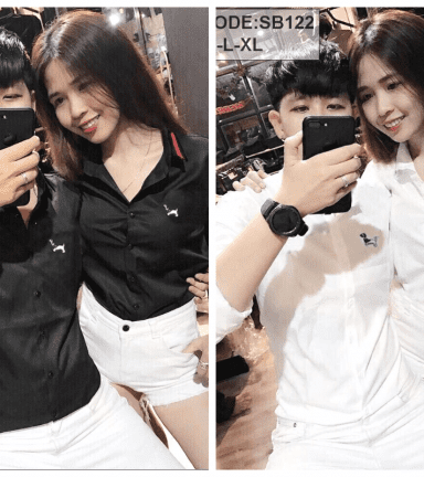 Áo sơ mi nam hàn quốc tay dài thêu chó nhỏ