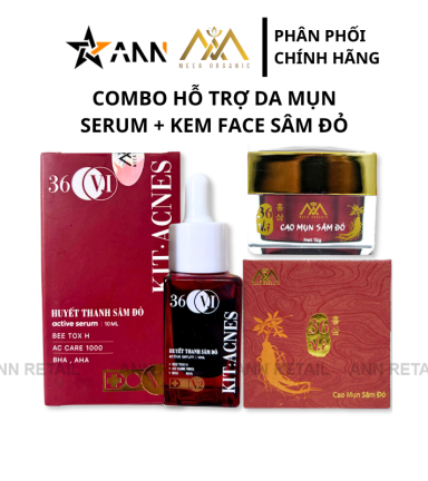 Combo Cao Mụn Sâm Đỏ và Serum Cốt Thảo Dược 36 vị Meea Organic - CBFACEMEEA04