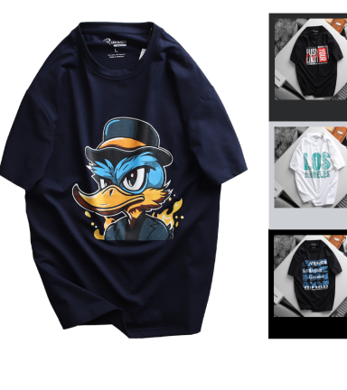 Áo Thun Nam Cổ Tròn Rurumen Màu Xanh Đen In Hình Cool Duck Big Size - AB458