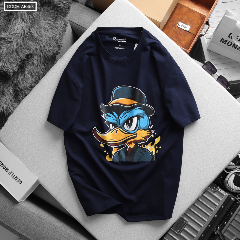 Nguồn hàng sỉ áo Thun Nam Cổ Tròn Rurumen Màu Xanh Đen In Hình Cool Duck Big Size 8 Nguồn hàng sỉ áo Thun Nam Cổ Tròn Rurumen Màu Xanh Đen In Hình Cool Duck Big Size
