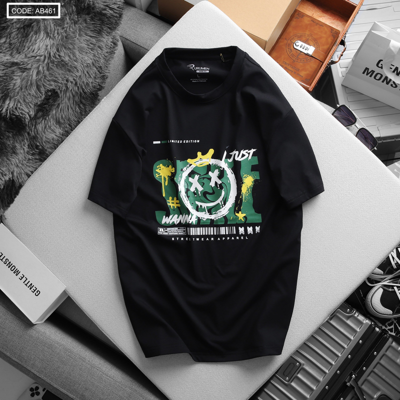 Áo Thun Nam Cổ Tròn Rurumen Màu Đen In Icoin Marshmello Big Size 7 Áo Thun Nam Cổ Tròn Rurumen Màu Đen In Icoin Marshmello Big Size