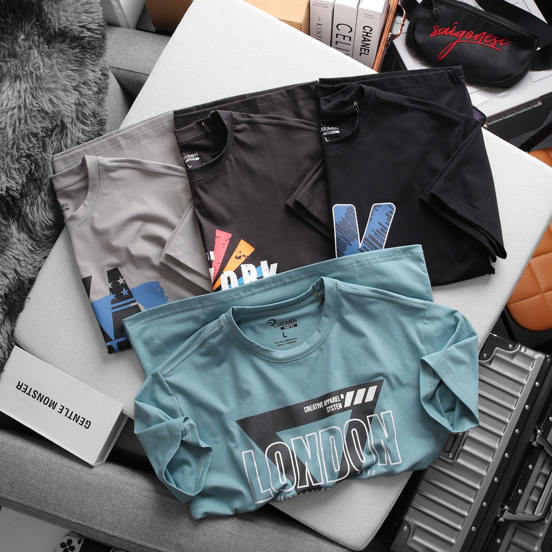 Shop sỉ áo Thun Nam Cổ Tròn Rurumen Màu Xanh In Chữ LONDON Big Size 5 Shop sỉ áo Thun Nam Cổ Tròn Rurumen Màu Xanh In Chữ LONDON Big Size