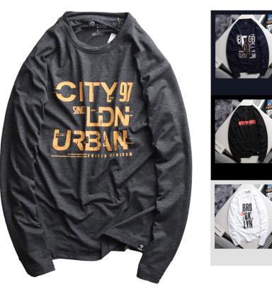 Áo Thun Nam Tay Dài Cổ Tròn Rurumen Màu Xám In Chữ CITY 97 Big Size - AB478