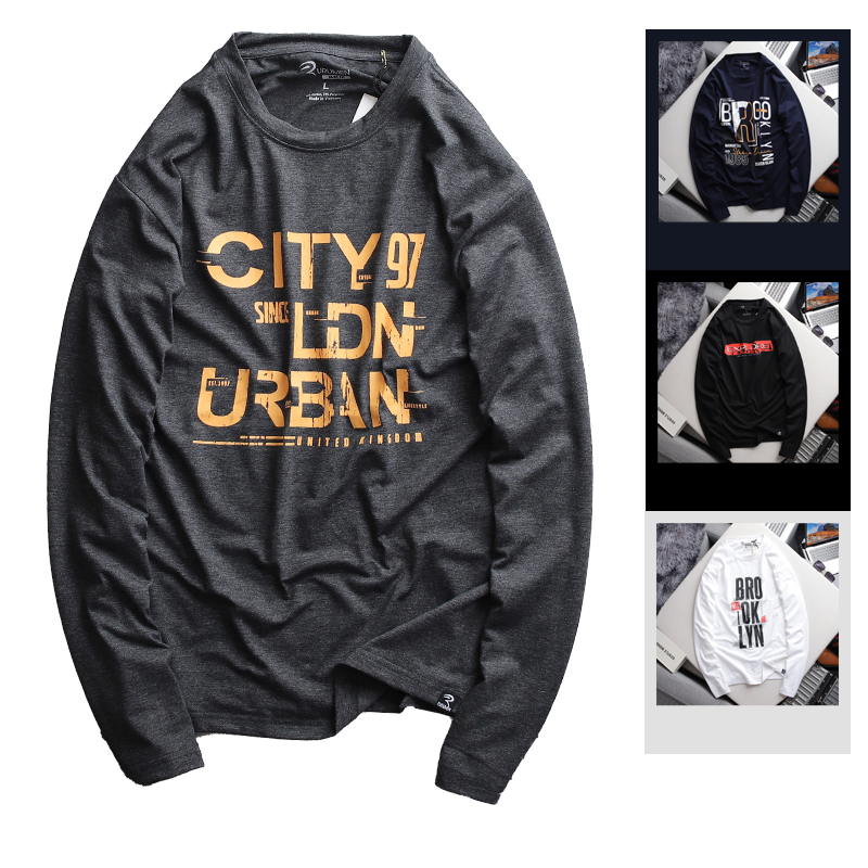 22451-ab478.png Áo Thun Nam Tay Dài Cổ Tròn Rurumen Màu Xám In Chữ CITY 97 Big Size - AB478