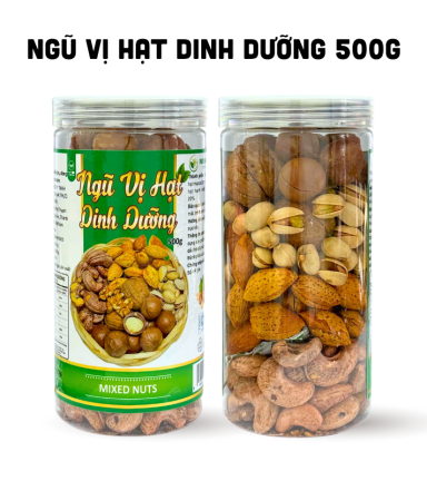 Ngũ Vị Hạt Dinh Dưỡng Thơm Ngon 500g Hộp Pet - NVHDD