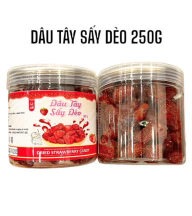 Dâu Tây Sấy Dẻo Thơm Ngon 250g Hộp - DTSD