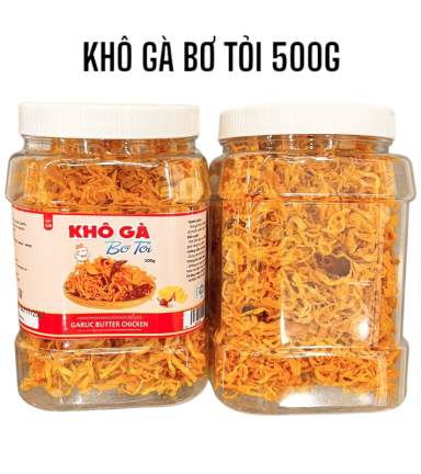 Khô Gà Bơ Tỏi Thơm Ngon 500g hộp - 8936208935085