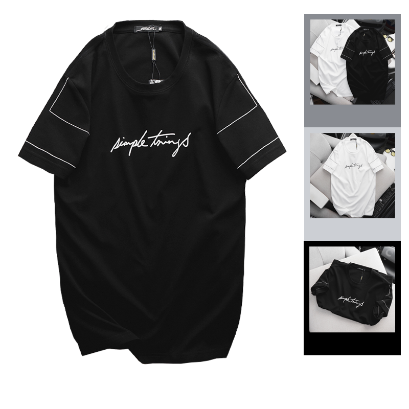 22796-bia-ab491.png Áo Thun Nam Cổ Tròn In Chữ Simple Things Tay Viền Sọc (Có size 3x) - AB490