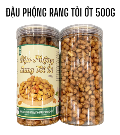 Đậu Phộng Rang Tỏi Ớt Thơm Ngon 500g hộp - 8936208930042