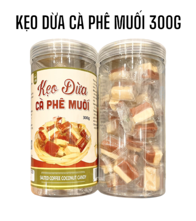 Kẹo Dừa Cà Phê Muối Thơm Ngon 300g Hộp - 8936208935153