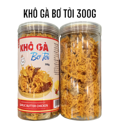 Khô Gà Bơ Tỏi Thơm Ngon 300g Hộp - 8936208930707