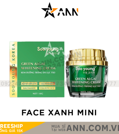 Kem Face Xanh Dưỡng Trắng Da Soo Young Mini Green Algae Whitening Cream - FACEXANHMINI