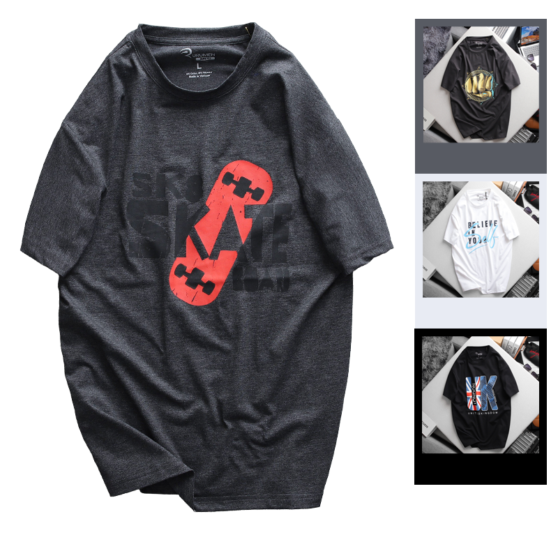 23103-0924267839-ab492.png Áo Thun Nam Cổ Tròn Rurumen Màu Xám In Chứ SK8 SKATE Big Size - AB492