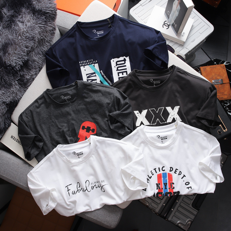 Áo Thun Nam Cổ Tròn Rurumen Màu Xám In Chứ SK8 SKATE Big Size 5 Áo Thun Nam Cổ Tròn Rurumen Màu Xám In Chứ SK8 SKATE Big Size