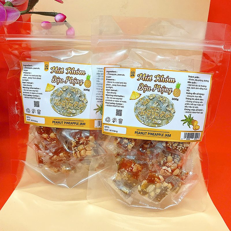 Shop sỉ mứt Khóm Đậu Phộng Túi Zip 300g 7 Shop sỉ mứt Khóm Đậu Phộng Túi Zip 300g