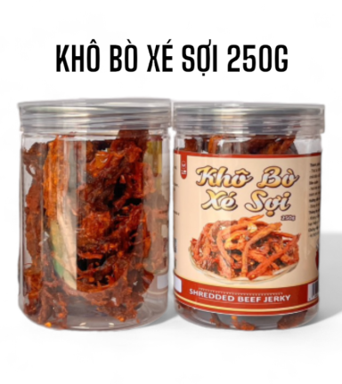 Khô Bò Xé Sợi Thượng Hạng Loại Ngon 250g Hộp Pet - KBXS250