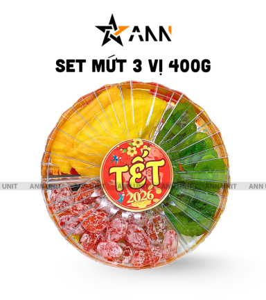Hộp Quà Tết Set Mứt 3 Vị Trái Cây 450g - Hộp Sun Khía Hộp Quà Tết 2026 - TTCM3VHK