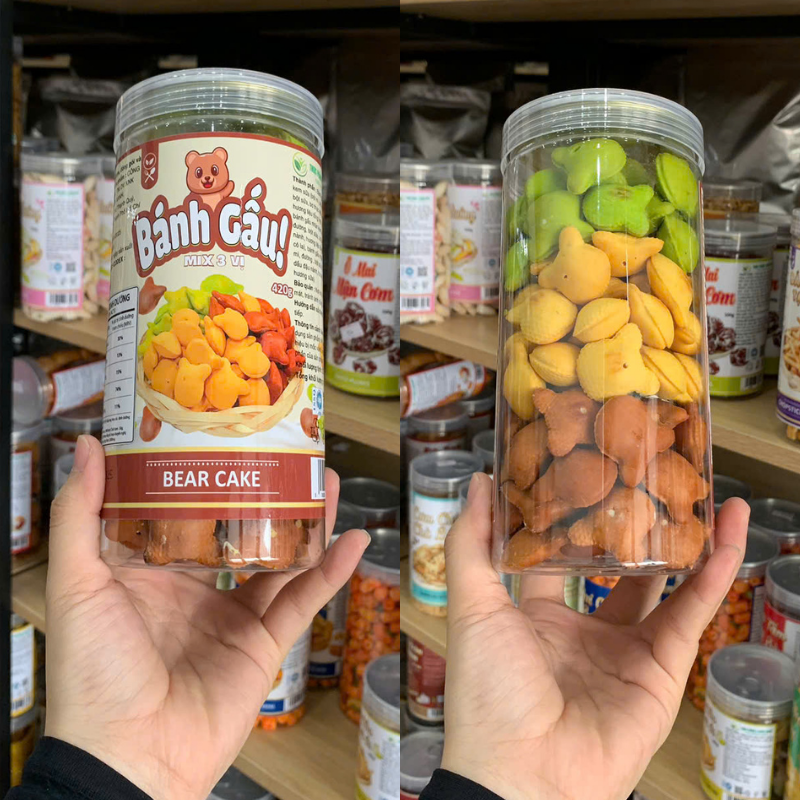 23449_271_20251203182332.png Bánh Gấu Mix 3 Vị Thơm Ngon Hộp Pet 420g (Chùm Ngây- Socola - Truyền Thống) Hộp - BGM3V420