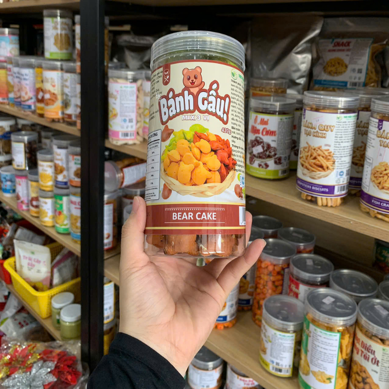 23449_272_20251203182333.png Bánh Gấu Mix 3 Vị Thơm Ngon Hộp Pet 420g (Chùm Ngây- Socola - Truyền Thống) Hộp - BGM3V420