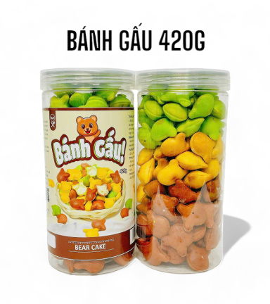 Bánh Gấu Mix 3 Vị Thơm Ngon Hộp Pet 420g (Chùm Ngây- Socola - Truyền Thống) Hộp - BGM3V420