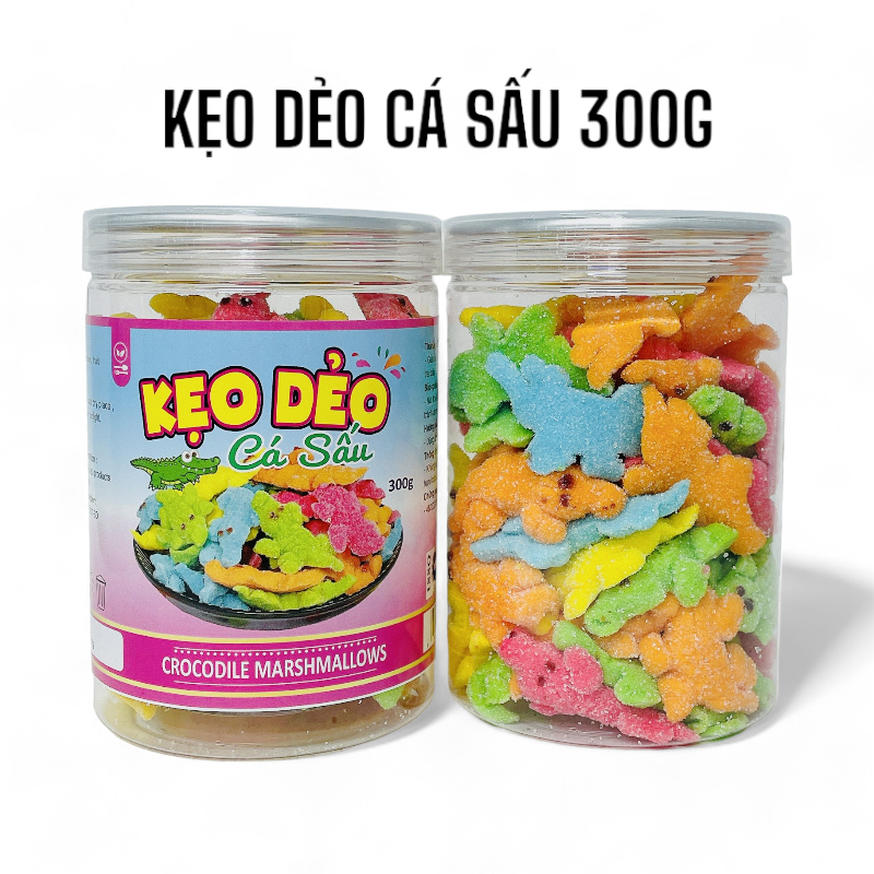 Nơi lấy sỉ kẹo Dẻo Cá Sấu Hộp Pet 300g 1 Nơi lấy sỉ kẹo Dẻo Cá Sấu Hộp Pet 300g