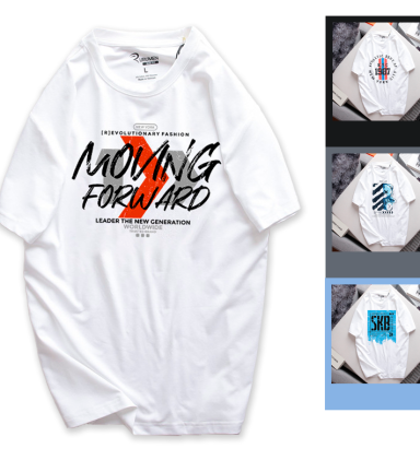 Áo Thun Nam Cổ Tròn Rurumen Màu Trắng In Chữ Moving ForWard (Có size to 4x) - AB502