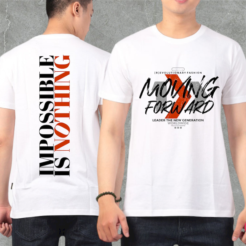 Áo Thun Nam Cổ Tròn Rurumen Màu Trắng In Chữ Moving ForWard (Có size to 4x) 3 Áo Thun Nam Cổ Tròn Rurumen Màu Trắng In Chữ Moving ForWard (Có size to 4x)