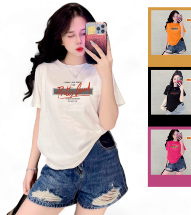 Áo Thun Nữ Cổ Tròn Form Vừa In Pretty Good Size M(40-60kg) - AG1275