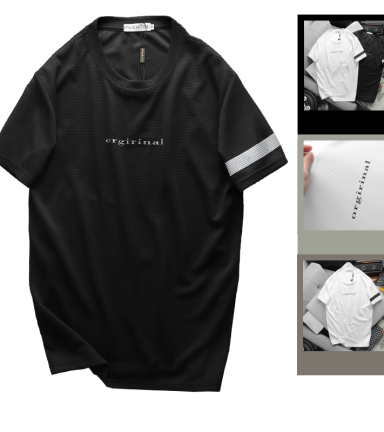 Áo Thun Nam Cổ Tròn Tay Viền Sọc In Chữ Orgirinal - AB509