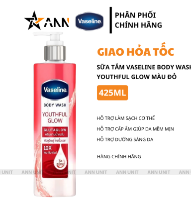Sữa Tắm Màu Đỏ Vaseline Body Wash Youthful Glow 10X 425ml - 8851932459761