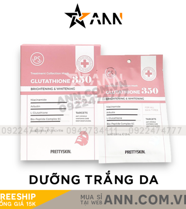 Mặt Nạ Prettyskin Glutathione 350 Màu Hồng Dưỡng Trắng Da Hộp 10miếng - 8809733215611