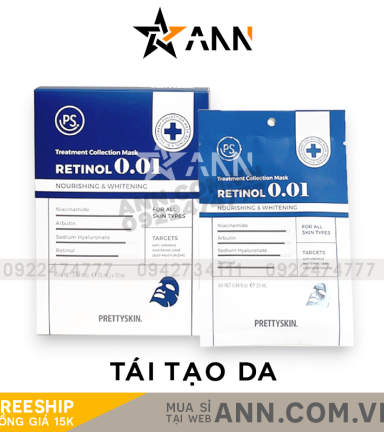Mặt Nạ Prettyskin Retinol 0.01 Màu Xanh Đậm Tái Tạo Da Hộp 10miếng - 8809733215628