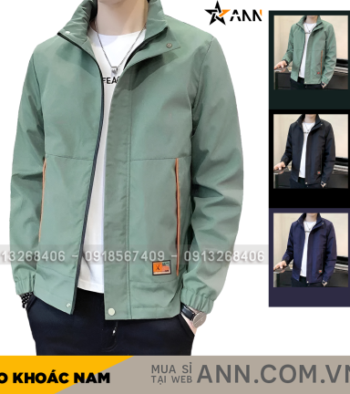 ANN SHOP 47 Áo Khoác Nam Rurumen Chất Dù 2 Lớp Cổ Đứng Phối Logo Bên Túi (Có size 3x) - AK087