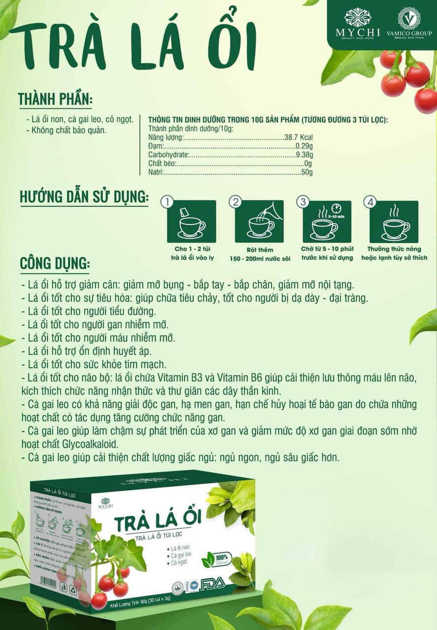 Trà Lá Ổi Mychi Hộp 30 gói 10 Trà Lá Ổi Mychi Hộp 30 gói