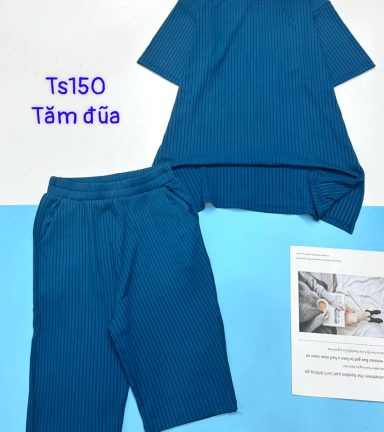 Đồ bộ vải tăm đũa quần lửng áo tay ngắn trơn - DBO4574