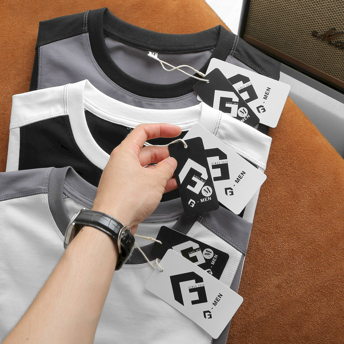 Áo Thun Nam Cổ Tròn Tay Phối Màu (Có Size 3x) 15 Áo Thun Nam Cổ Tròn Tay Phối Màu (Có Size 3x)