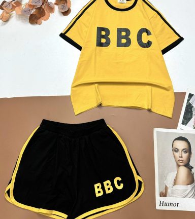 Đồ bộ quần đùi áo tay ngắn in chữ BBC - DBO4618