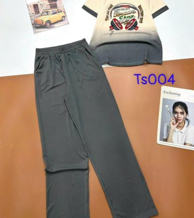 Đồ bộ tăm lạnh quần dài áo cổ tròn tay ngắn in hình máy nghe nhạc - DBO4670
