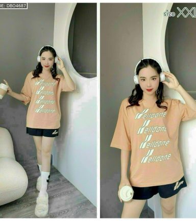 Đồ bộ quần đùi áo tay ngắn in chữ - DBO4687