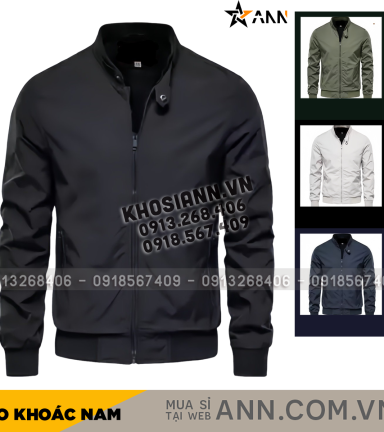 Áo Khoác Dù Nam Hai Lớp Trơn Cổ Đứng Tay Bo - AK092