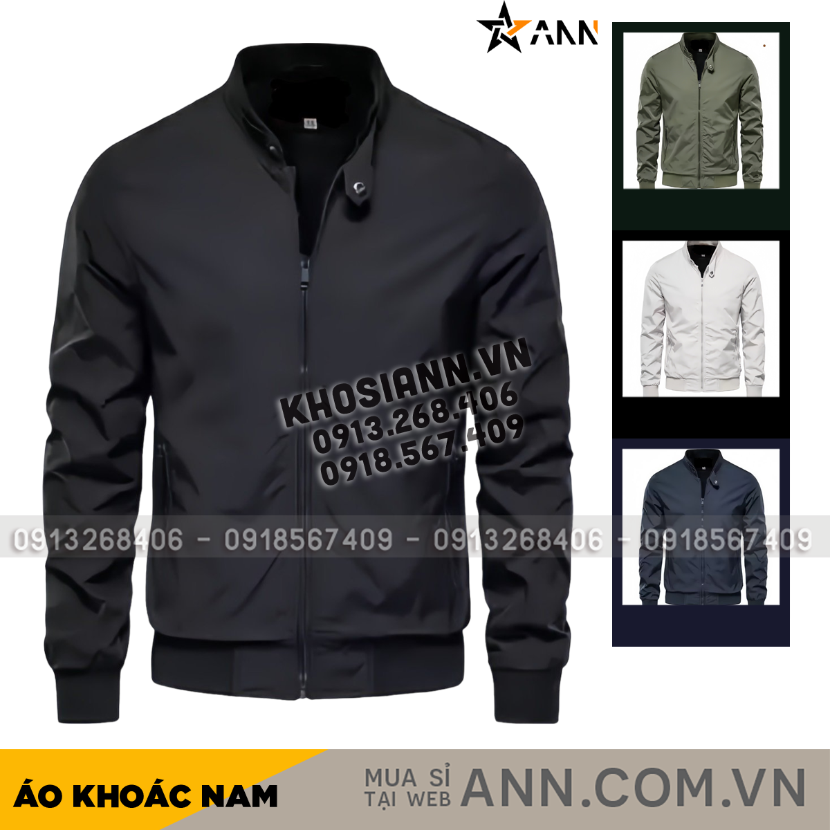 24455_ak092_20240603230754-6.png Áo Khoác Dù Nam Hai Lớp Trơn Cổ Đứng Tay Bo - AK092