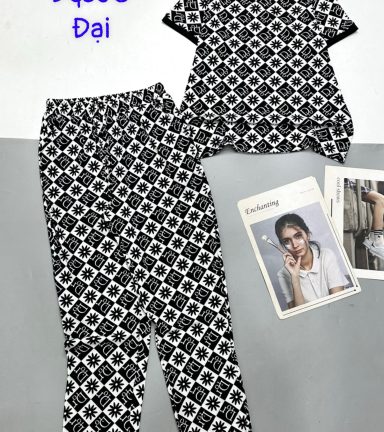 Đồ bộ quần dài áo tay ngắn cổ tròn nhiều hoạ tiết - DBO4706