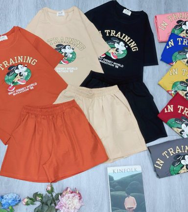 Đồ bộ quần đùi áo tay ngắn in chữ in training - DBO4711