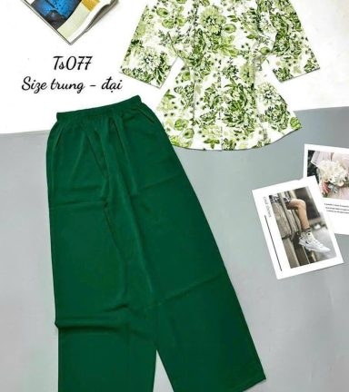 Đồ bộ mango quần dài trơn áo tay dài có nút in có 2 size - DBO4735