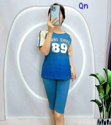 Đồ bộ quần lửng áo thun in số áo loang - DBO4736