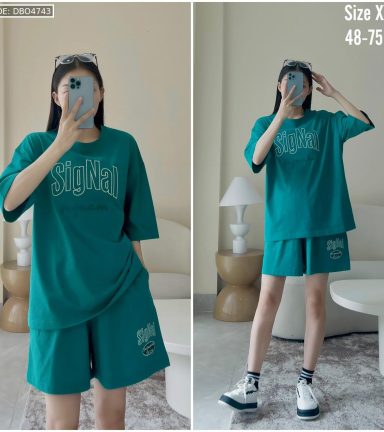 Đồ bộ quần đùi áo tay ngắn in chữ Singal - DBO4743