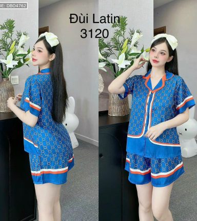 Đồ bộ quần đùi viền latin áo tay ngắn cổ bẻ in nhiều hình dễ thương - DBO4762