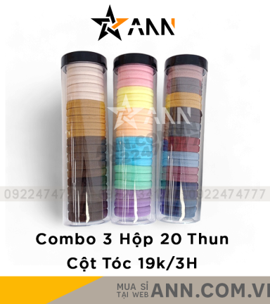 Combo 3 Hộp Thun Cột Tóc Màu Sắc Trơn Co Giãn - CBCOTTOC01