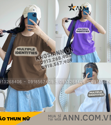 Áo Thun Thái Nữ Cổ Tròn Form Rộng In Chữ Multiple Identities L(55-75kg) - AG1423